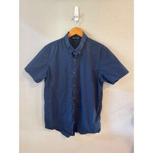 Travis Mathew Men's Navy Button-Up Shirt Large Preppy Collared